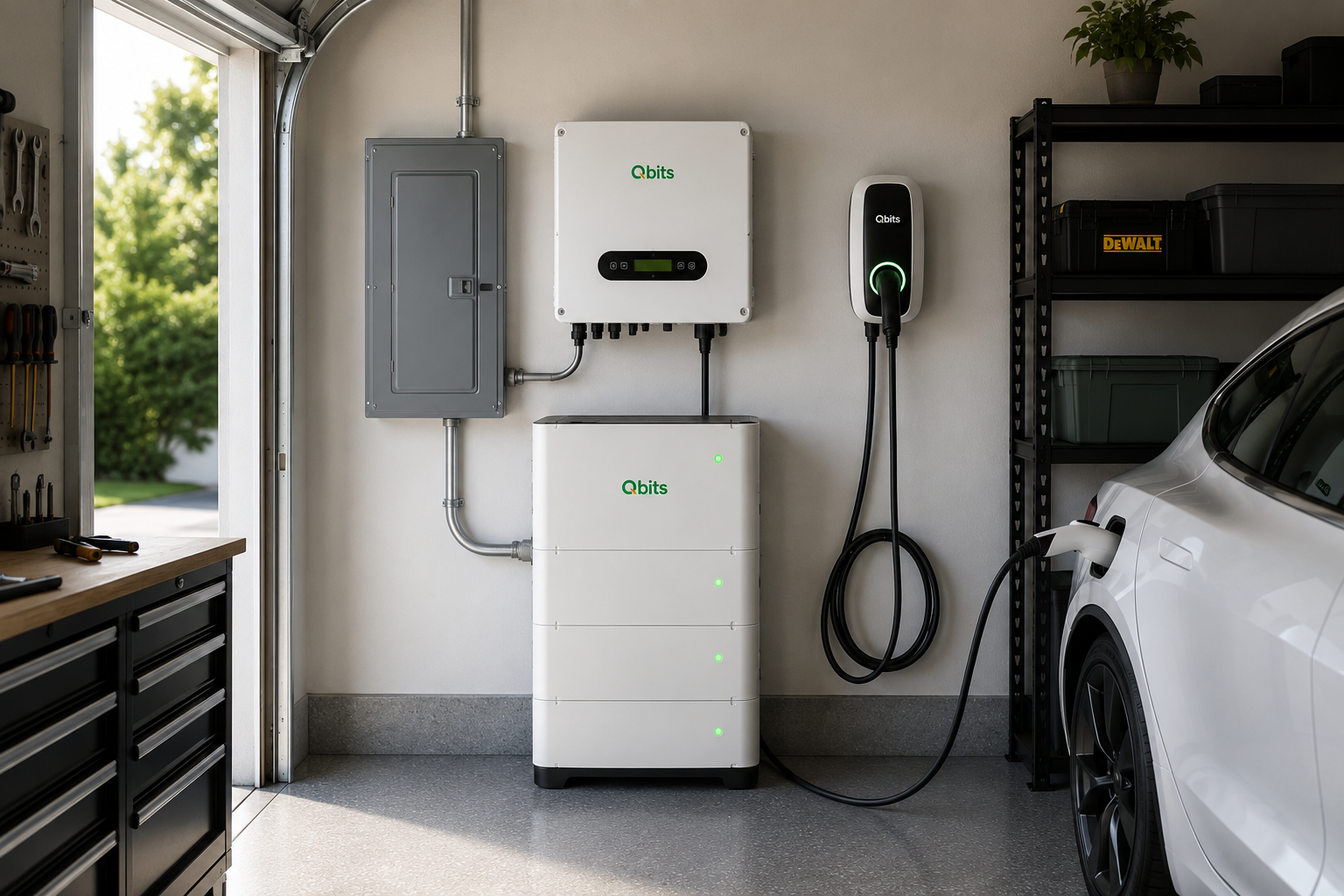 Residential solar installation with Qbits inverter